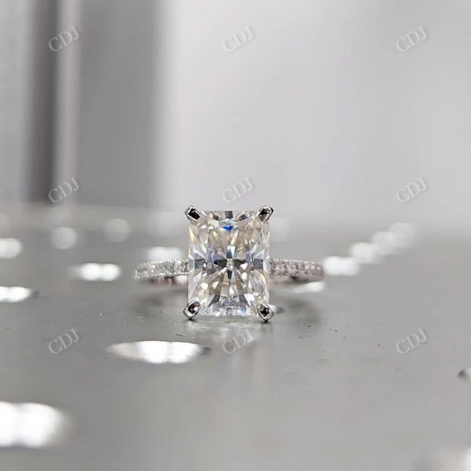 Classic Radiant Cut Moissanite Engagement Ring  customdiamjewel 10 KT White Gold VVS-EF