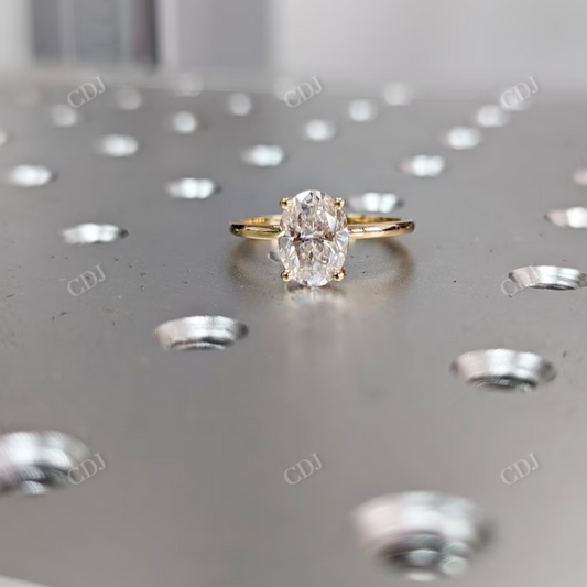 Crushed ice Oval Moissanite Engagement Ring  customdiamjewel 10 KT Yellow Gold VVS-EF