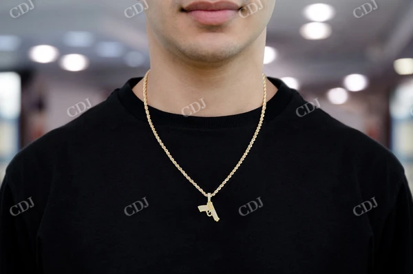 White Gold Gun Diamond Iced Out Pendant customdiamjewel
