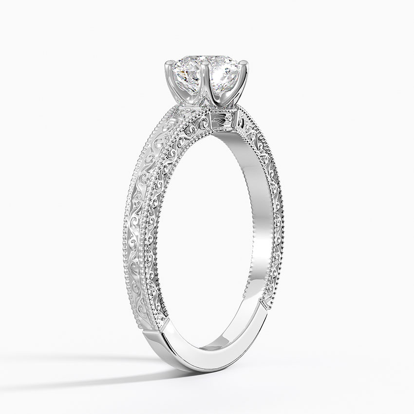 2 CT Lab Grown Diamond Art Deco Hand Engraved Engagement Ring  customdiamjewel Sterling Silver White Gold VVS-EF