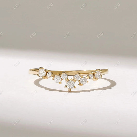 Curved Cluster 0.14CTW Round Cut Lab Grown Diamond Promise Band  customdiamjewel 10KT Yellow Gold VVS-EF