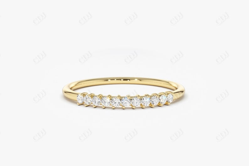 0.10CTW Lab Grown Diamond Dainty Wedding Band  customdiamjewel 10KT Yellow Gold VVS-EF