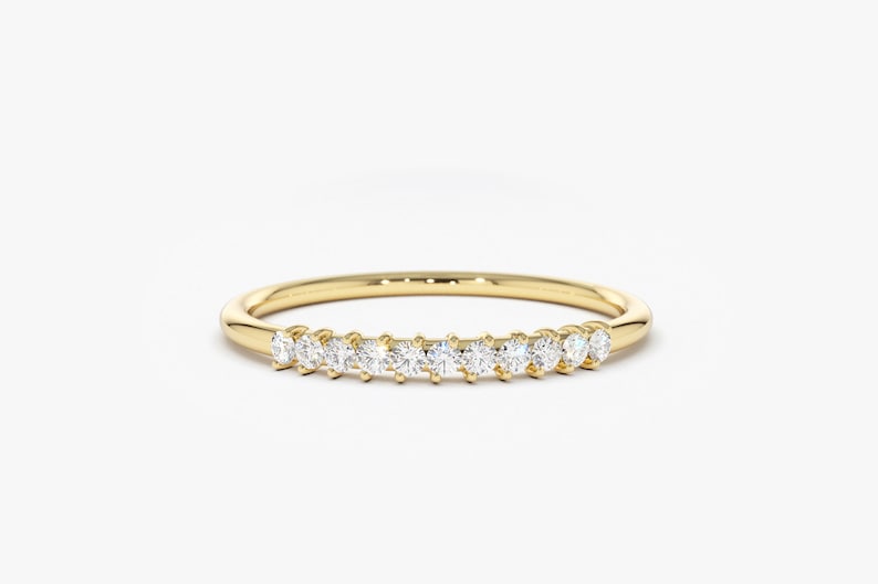 0.05CTW Round Shape Natural Diamond Unique Wedding Band  customdiamjewel 10KT Yellow Gold VVS-EF