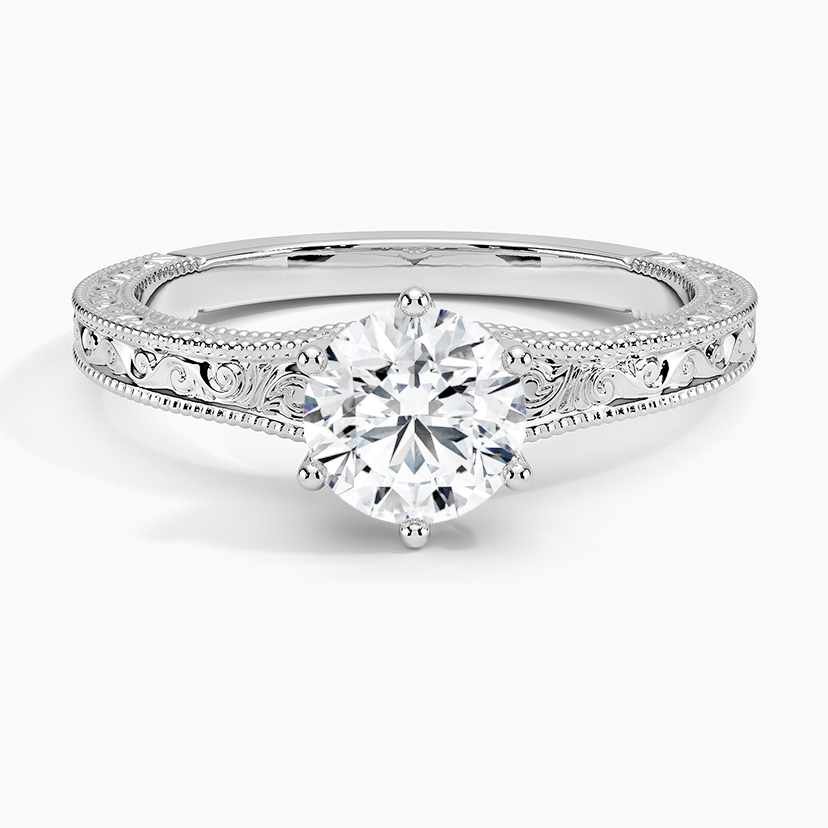 2 CT Lab Grown Diamond Art Deco Hand Engraved Engagement Ring  customdiamjewel   