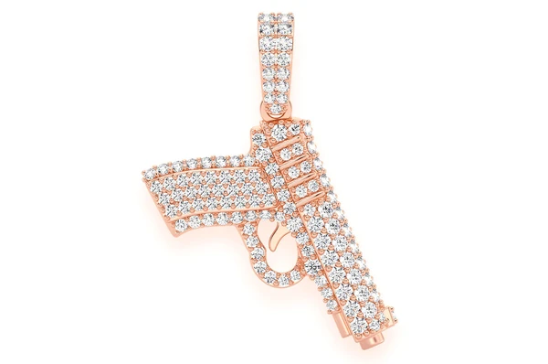 White Gold Gun Diamond Iced Out Pendant customdiamjewel