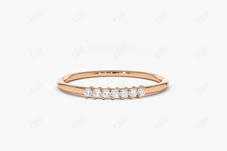 0.10CTW Lab Grown Diamond Dainty Wedding Band  customdiamjewel 10KT Rose Gold VVS-EF