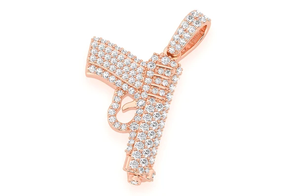 White Gold Gun Diamond Iced Out Pendant customdiamjewel