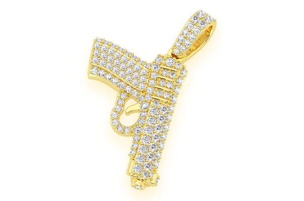 White Gold Gun Diamond Iced Out Pendant customdiamjewel