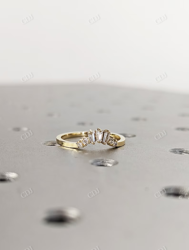 Baguette Moissanite Wedding Curved band