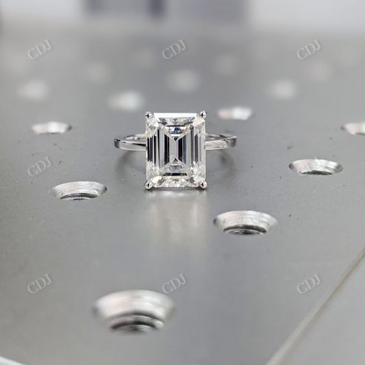 3 Carat Emerald Cut Solitaire Engagement Ring  customdiamjewel 10 KT White Gold VVS-EF