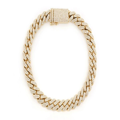 Iced Out Solid Gold Diamond Cuban Bracelet  customdiamjewel   