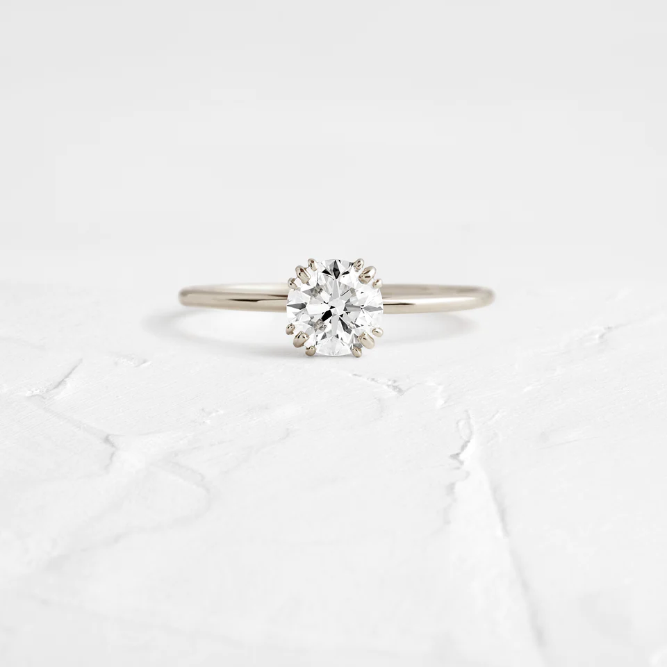 Antique Style Round Cut Moissanite Solitaire Ring  customdiamjewel 10KT White Gold VVS-EF
