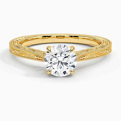 2CT Lab Grown Diamond Hand Engraved Ring For Engagement  customdiamjewel Sterling Silver Yellow Gold VVS-EF