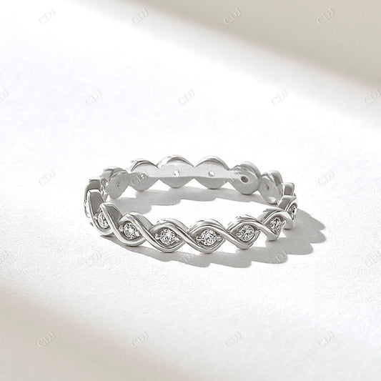Round Cut Lab Grown Diamond Twisted Infinity Band  customdiamjewel 10KT White Gold VVS-EF