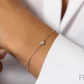 14K Gold Tiny White Baguette and Round Diamond Station Bracelet