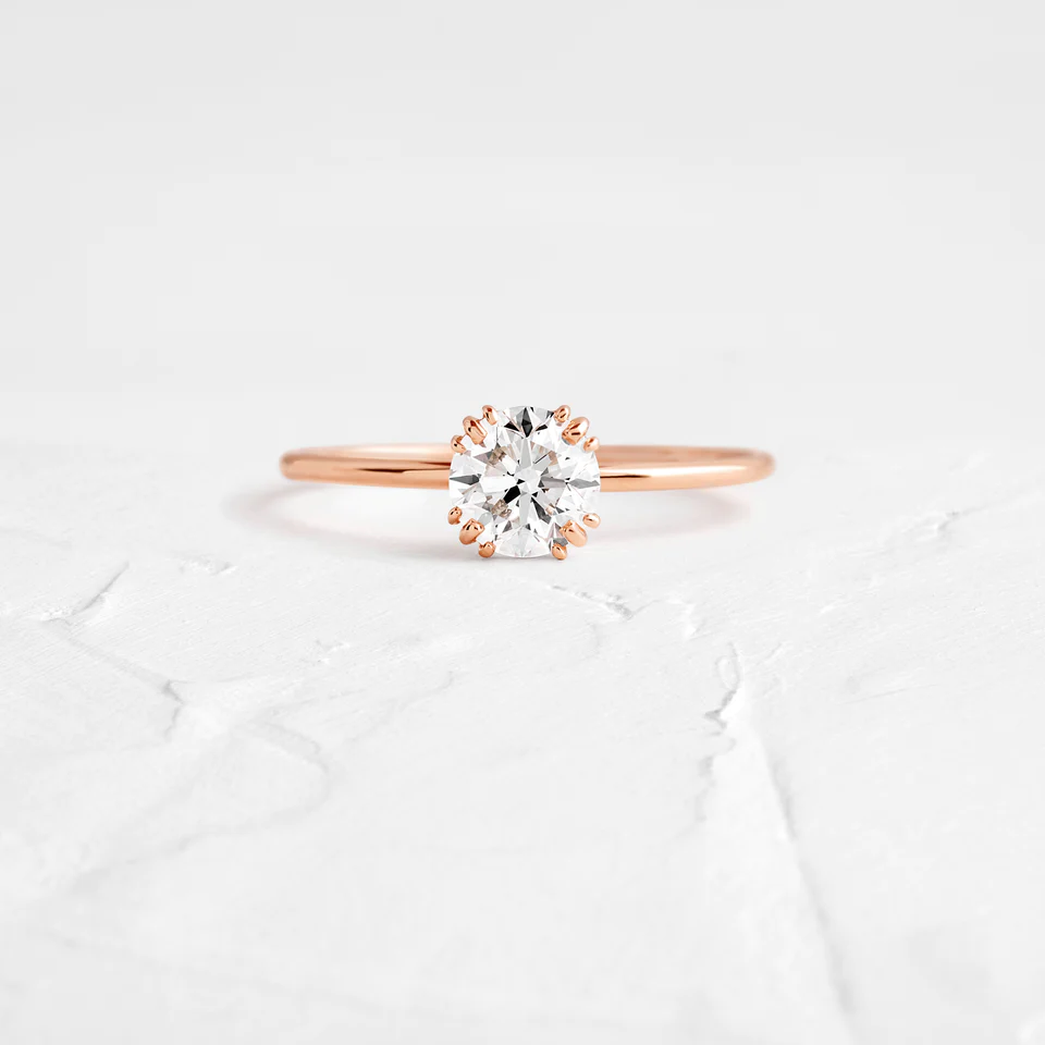Antique Style Round Cut Moissanite Solitaire Ring  customdiamjewel 10KT Rose Gold VVS-EF