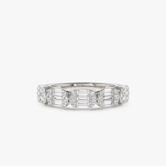 0.75CTW Baguette Cut Natural Diamond Half Eternity Wedding Band  customdiamjewel 10KT White Gold VVS-EF