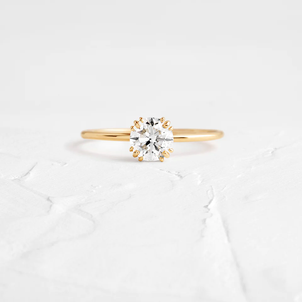 Antique Style Round Cut Moissanite Solitaire Ring  customdiamjewel 10KT Yellow Gold VVS-EF