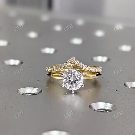 Yellow Gold Classic Moissanite Engagement Ring Set  customdiamjewel 10 KT Yellow Gold 
