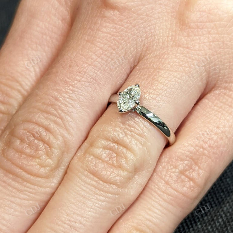 White Gold Marquise Cut Moissanite Solitaire Ring