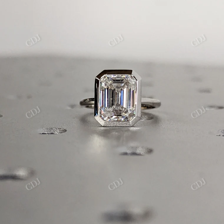 3CT Emerald Cut Moissanite Solitaire Ring