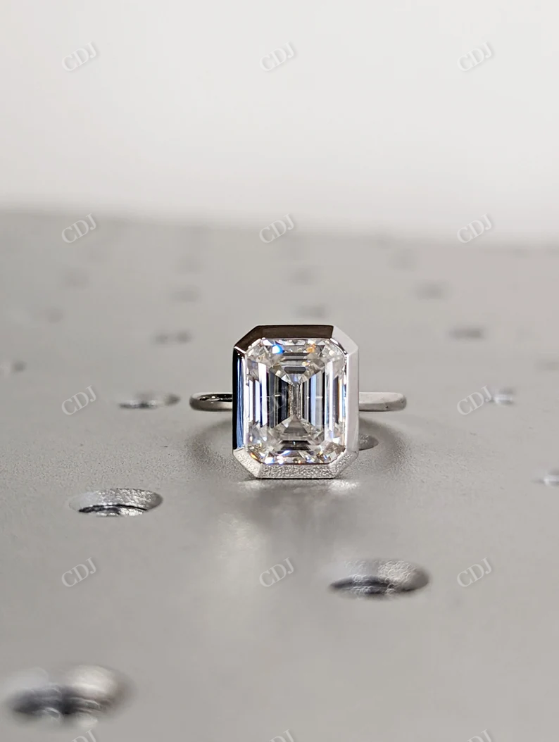 3CT Emerald Cut Moissanite Solitaire Ring
