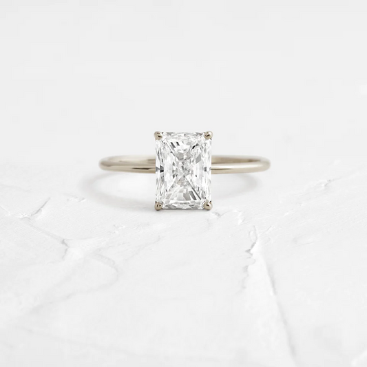 Radiant Cut Moissanite Solitaire Engagement Ring  customdiamjewel 10KT White Gold VVS-EF