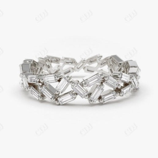 1.30CTW Baguette Cut Lab Grown Diamond Fancy Wedding Band  customdiamjewel 10KT White Gold VVS-EF