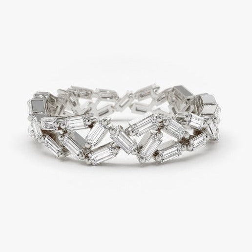 1.30CTW Baguette Cut Natural Diamond Cluster Women's Ring  customdiamjewel 10KT White Gold VVS-EF
