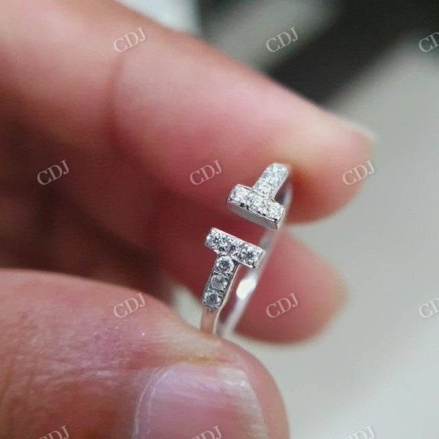 Unique Cuff Style Minimalist Round Moissanite Ring  customdiamjewel   