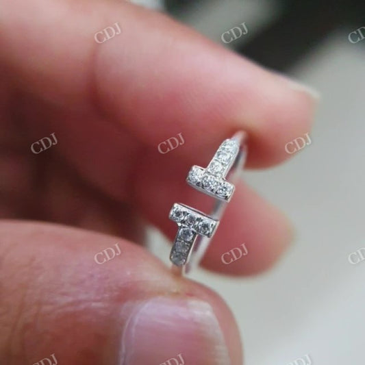 Unique Cuff Style Minimalist Round Moissanite Ring  customdiamjewel   