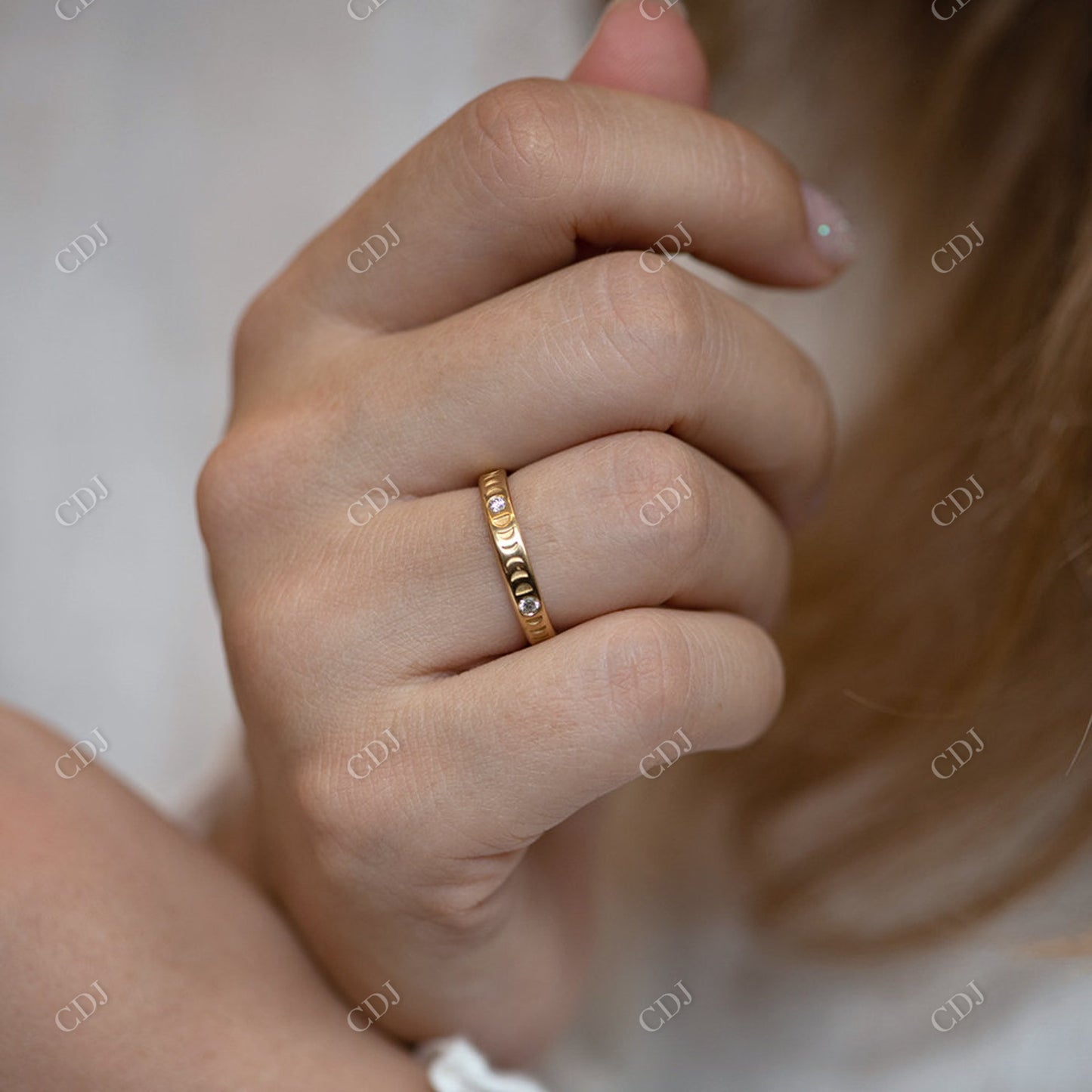 2MM Natural Diamond Moon Wedding Ring