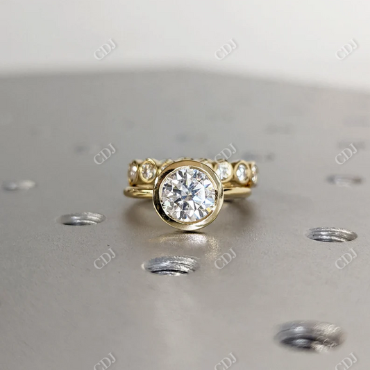 1.5CT Brilliant Round Moissanite Bridal Ring Set  customdiamjewel 10KT Yellow Gold VVS-EF