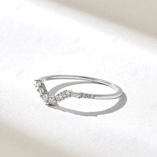 0.20CTW Cluster Lab Grown Diamond Curve Wedding Band  customdiamjewel 10KT White Gold VVS-EF