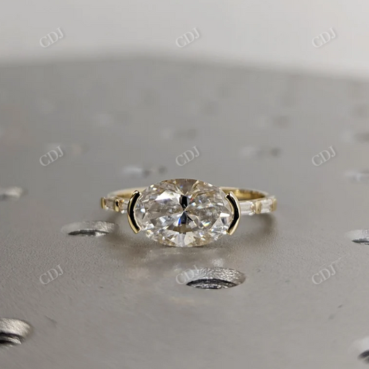 Crushed Ice Oval Cut Moissanite Engagement Ring Hidden Halo Ring  customdiamjewel 10 KT Yellow Gold VVS-EF