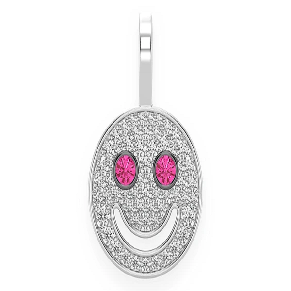 Unique CDJ 0.40CTW Ruby Eyes Smiley Face Pendant – customdiamjewel