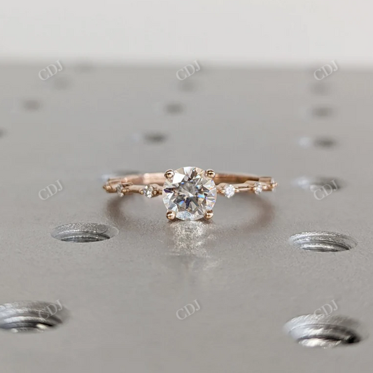 Brilliant Cut Moissanite Engagement Ring Cluster Ring  customdiamjewel 10 KT Rose Gold VVS-EF