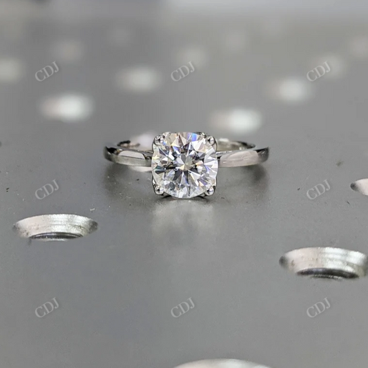 Round Moissanite Tulip Solitaire Ring, White Gold Engagement Ring  customdiamjewel 10 KT White Gold VVS-EF