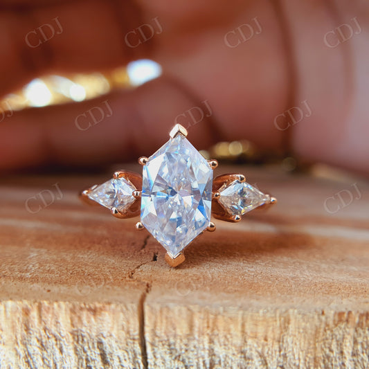 3.00CT Hexagon Cut Moissanite Engagement Ring  customdiamjewel   