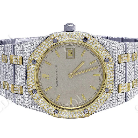 Custom Moissanite Iced Out Two Tone Ap Watch customdiamjewel