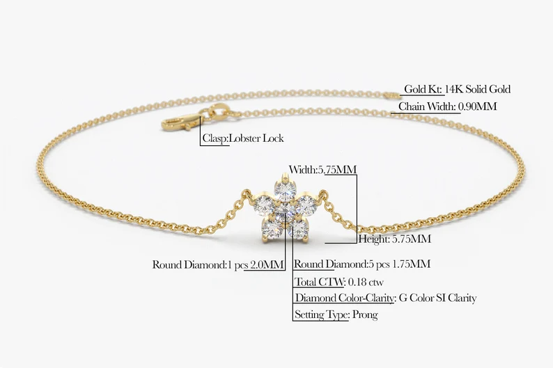 Flower Design Lab Grown Diamond Bracelet for Woman