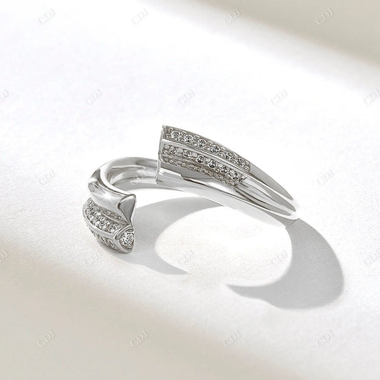 Open Shank Adjustable 0.26CTW Round Lab Grown Diamond Band  customdiamjewel 10KT White Gold VVS-EF