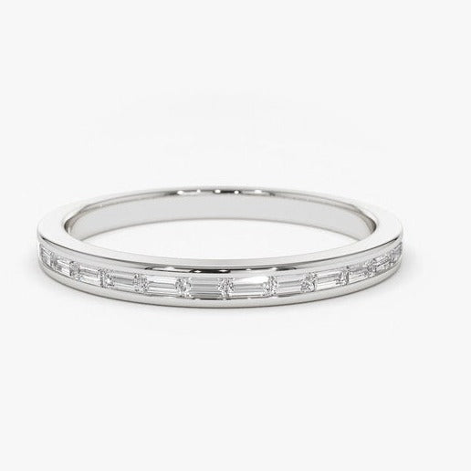 0.28CTW East West Baguette Natural Diamond Channel Set Thin Band  customdiamjewel 10KT White Gold VVS-EF