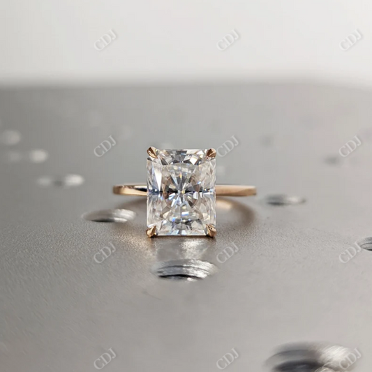 3.0CT Radiant Cut Moissanite Solitaire Hidden Halo Ring  customdiamjewel 10KT Rose Gold VVS-EF