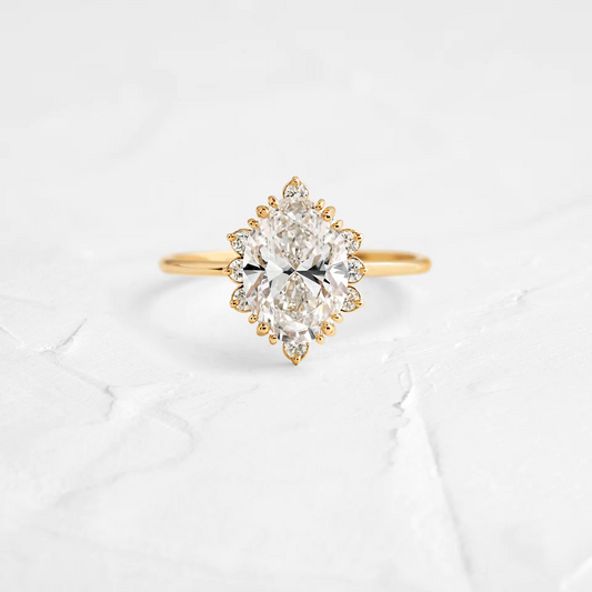 Antique Oval Cut Moissanite Engagement Ring  customdiamjewel 10KT Yellow Gold VVS-EF