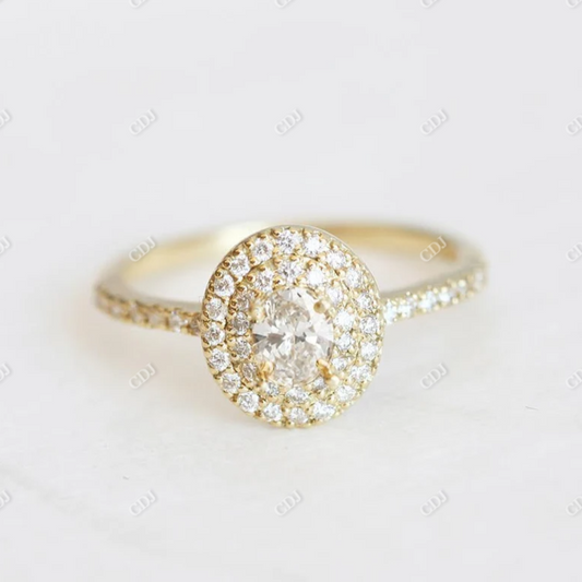 0.5ct Oval Cut Moissanite Double Halo Engagement Ring  customdiamjewel 10KT Yellow Gold VVS-EF