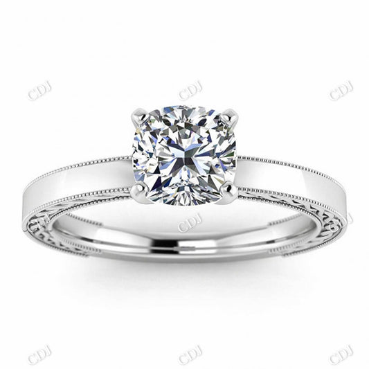 Round Cut Moissanite Micro Pave Eternity Solitaire Engagement Ring  customdiamjewel 10KT White Gold VVS-EF