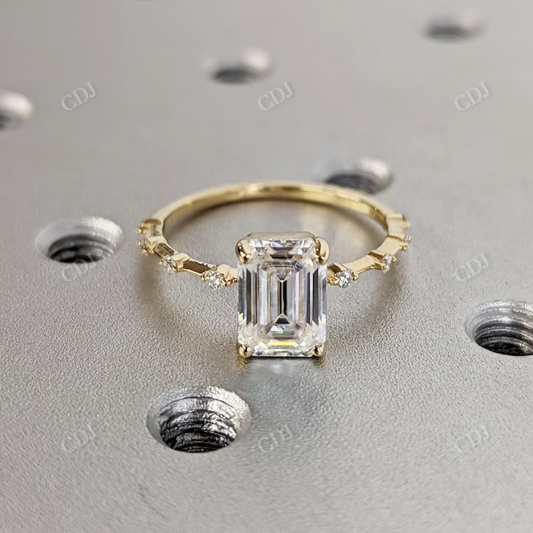 1.5 CT Emerald Moissanite Engagement Ring  customdiamjewel 10 KT Yellow Gold VVS-EF