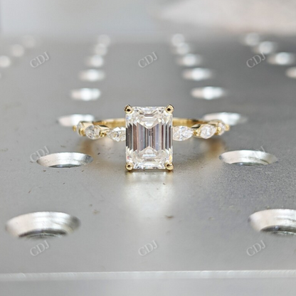 Vintage Yellow Gold Emerald Cut Moissanite Engagement Ring  customdiamjewel 10 KT Yellow Gold VVS-EF