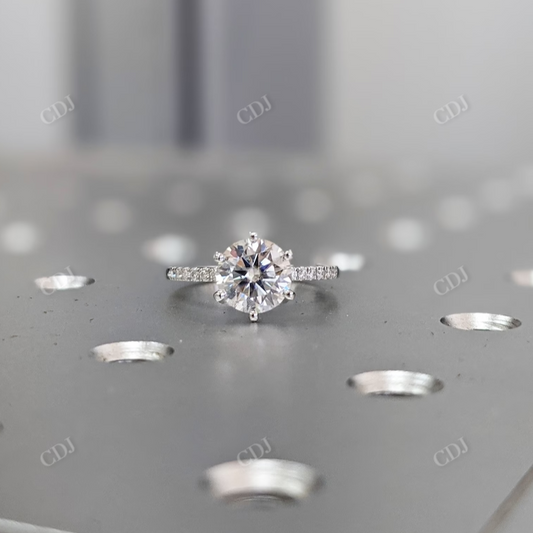 1.5CT Round Moissanite Engagement Stacking Ring  customdiamjewel 10 KT White Gold VVS-EF